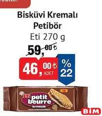 ETİ BİSKÜVİ KREMALI PETİBÖR 270 G fiyat ve kampanya bilgisi